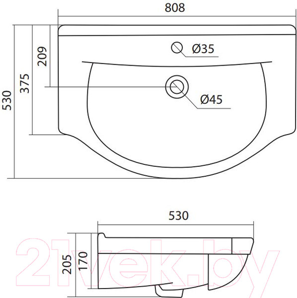 Изображение товара Умывальник Santek Эльбрус 80 (1WH109653)
