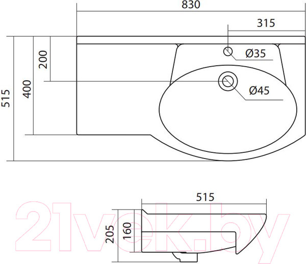 Изображение товара Умывальник Santek Коралл 83 (1WH110225)