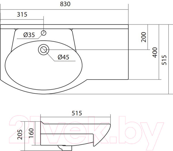 Изображение товара Умывальник Santek Коралл 83 (1WH110228)
