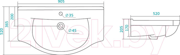 Изображение товара Умывальник Santek Эльбрус 90 (1WH110790)