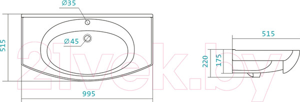 Изображение товара Умывальник Santek Энигма 100 (1WH207777)