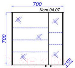 Изображение товара Шкаф с зеркалом для ванной Aqwella Командор / Kom.04.07/VM