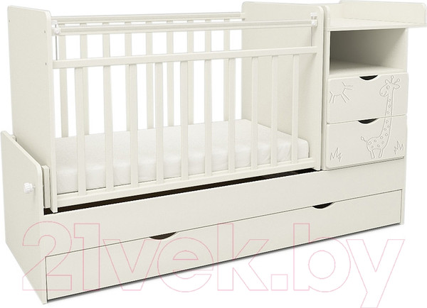 Изображение товара Детская кровать-трансформер СКВ Жираф / 550031 / 550041 (белый)