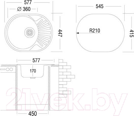 Изображение товара Мойка кухонная Ukinox FAD577.447 5K 1R