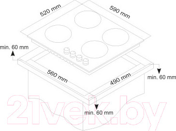 Изображение товара Газовая варочная панель Simfer H60Q40B411