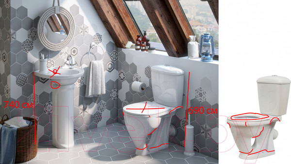 Изображение товара Унитаз напольный Оскольская керамика Детский (белый блеск)