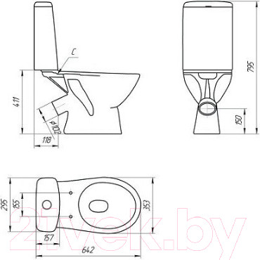 Изображение товара Унитаз напольный Cersanit Just 031 (S-KO-JUS031-3/6-PL-W)