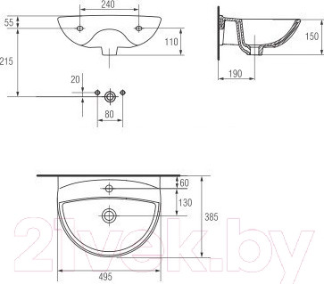Изображение товара Умывальник Cersanit Mito Red 50 (S-UM-MIR50/1-W)