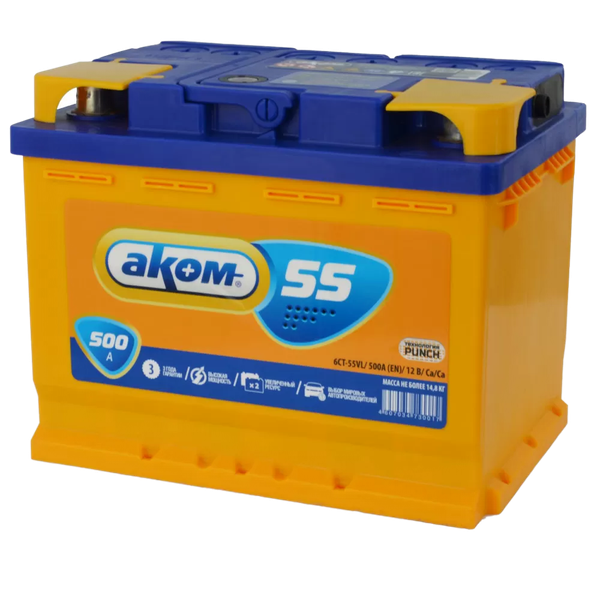 Изображение товара Автомобильный аккумулятор AKOM 6СТ-55 Евро / 555000009 (55 А/ч)