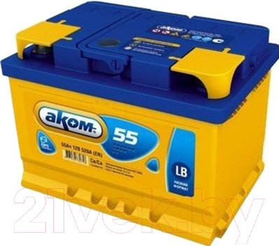 Изображение товара Автомобильный аккумулятор AKOM 6СТ-55 Евро / 555000000н (55 А/ч)