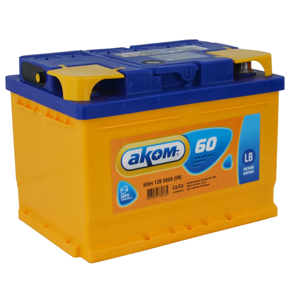 Изображение товара Автомобильный аккумулятор AKOM 6СТ-60 Евро / 56000000н (60 А/ч)
