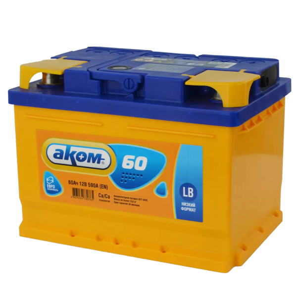 Изображение товара Автомобильный аккумулятор AKOM 6СТ-60 Евро / 56000000н (60 А/ч)