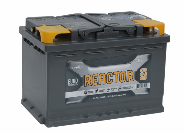 Изображение товара Автомобильный аккумулятор AKOM Реактор 6СТ-75 Евро / 575020009 (75 А/ч)