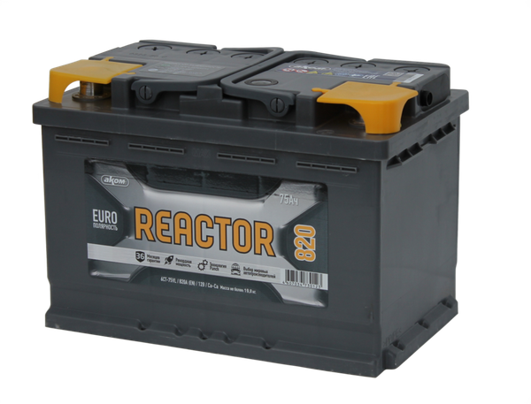 Изображение товара Автомобильный аккумулятор AKOM Реактор 6СТ-75 Евро / 575020009 (75 А/ч)