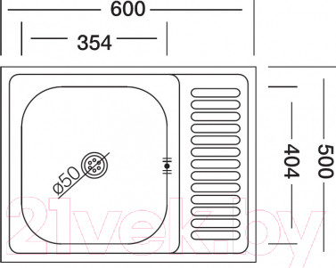 Изображение товара Мойка кухонная КромРус S 417 RUS (чаша справа)