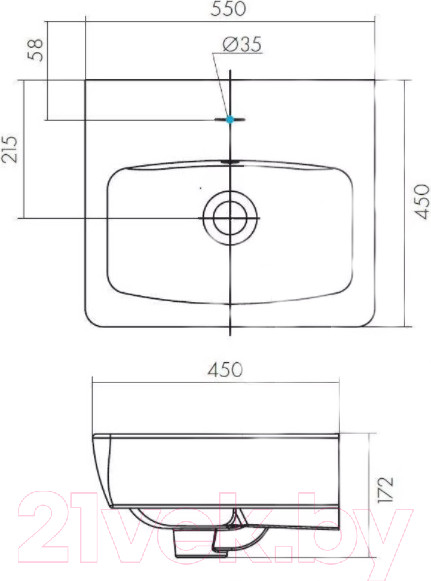 Изображение товара Умывальник Santek Нео 55x45 (WH302185)