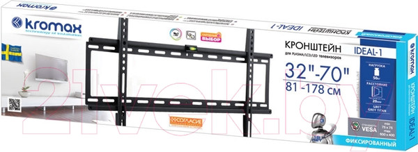 Изображение товара Кронштейн для телевизора Kromax Ideal-1 (черный)