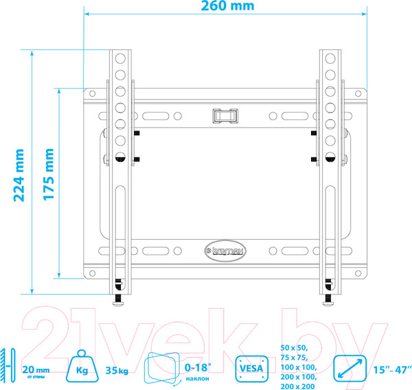 Изображение товара Кронштейн для телевизора Kromax Ideal-6 (черный)