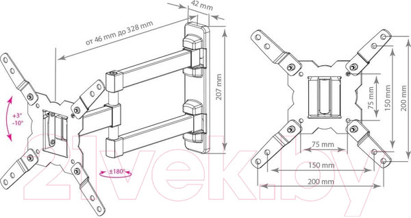 Изображение товара Кронштейн для телевизора Kromax Galactic-12 (черный)