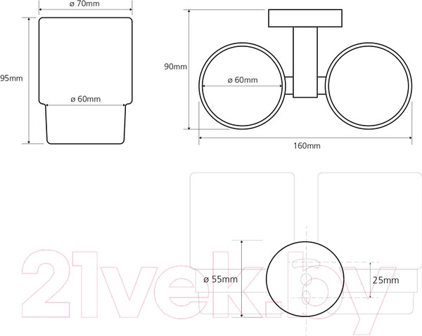 Изображение товара Набор стаканов для зубной щетки и пасты Bemeta Omega 104110022