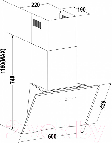 Изображение товара Вытяжка наклонная Germes Bristol (60, белый)