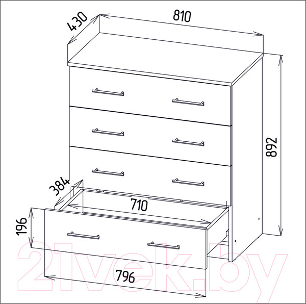 Изображение товара Комод Интерлиния Эльф-8 (дуб венге)