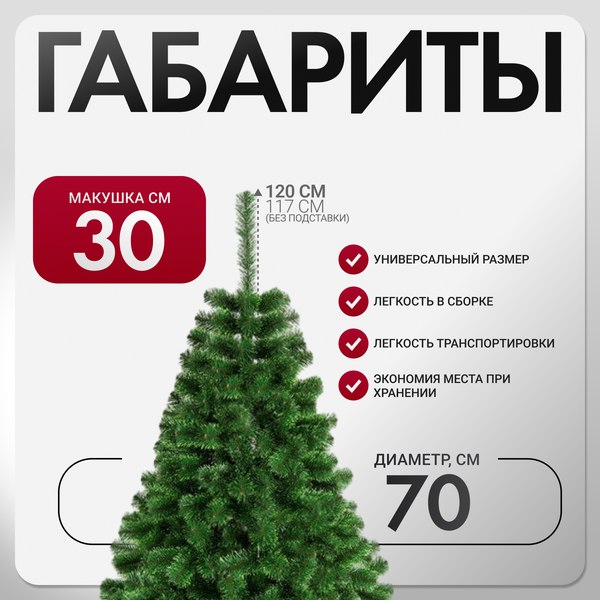 Изображение товара Ель искусственная GreenTerra С зелеными кончиками (1.2м)