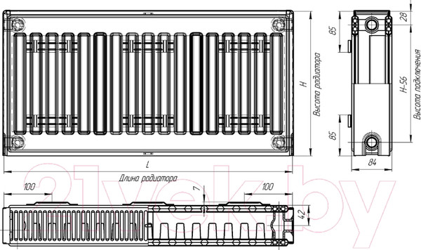 Изображение товара Радиатор стальной Лидея ЛУ 21-510 500x1000