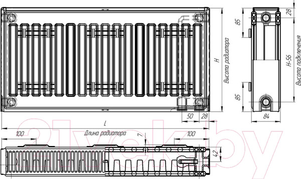 Изображение товара Радиатор стальной Лидея ЛУ 21-510 500x1000