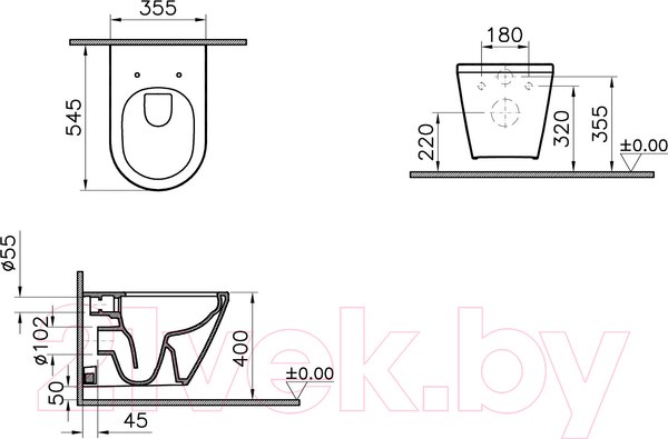 Изображение товара Унитаз подвесной с инсталляцией VitrA S20 Rim-Ex / 9004B003-7202