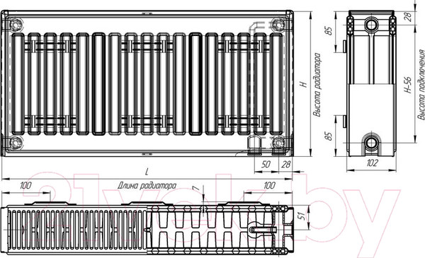 Изображение товара Радиатор стальной Лидея ЛУ 22-506 500x600 