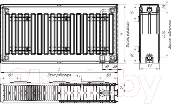 Изображение товара Радиатор стальной Лидея ЛУ 22-511 500x1100