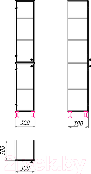 Изображение товара Шкаф-пенал для ванной Гамма 50.03 оФ8 (белый, левый)