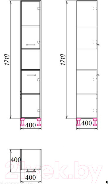 Изображение товара Шкаф-пенал для ванной Гамма 52.30 ОФ8 (белый, левый)