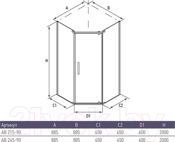 Изображение товара Душевой уголок Alex Baitler AB 215-90
