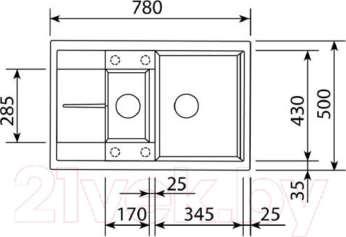 Изображение товара Мойка кухонная Zigmund & Shtain Rechteck 780.2 (швейцарский шоколад)