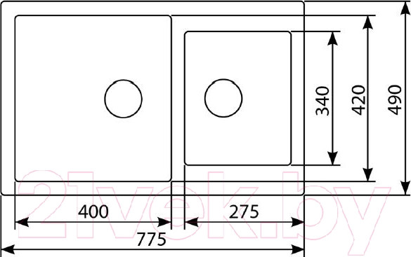 Изображение товара Мойка кухонная Zigmund & Shtain Rechteck 400.275 (млечный путь)