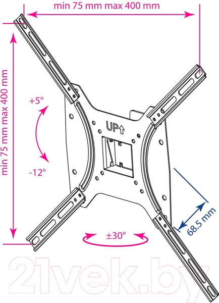 Изображение товара Кронштейн для телевизора Kromax Optima-402 (черный)