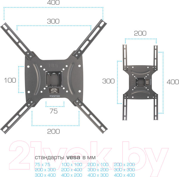 Изображение товара Кронштейн для телевизора Kromax Optima-402 (черный)