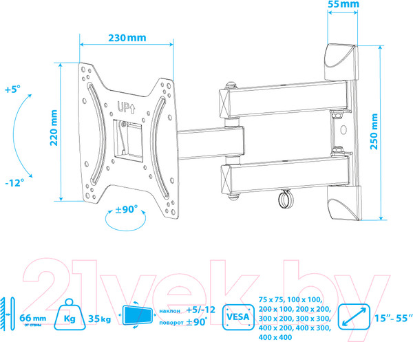 Изображение товара Кронштейн для телевизора Kromax Optima-404 (черный)