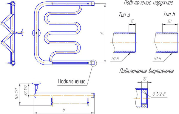 Изображение товара Полотенцесушитель водяной Gloss & Reiter Twist ПМ.3.60x80 (1")