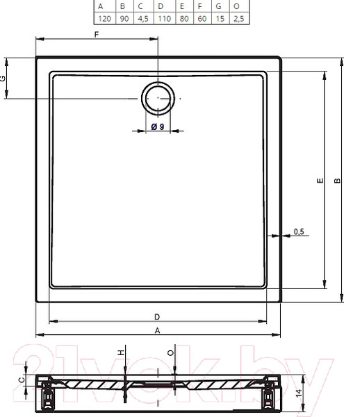 Изображение товара Душевой поддон Riho DA63 Davos 120x90