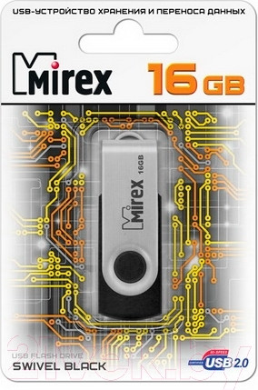 Изображение товара USB flash накопитель Mirex Swivel Rubber Black 16GB (13600-FMURUS16)