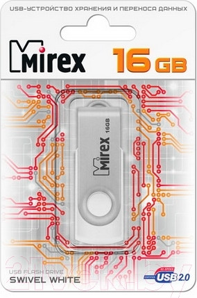 Изображение товара USB flash накопитель Mirex Swivel White 16GB / 13600-FMUSWT16