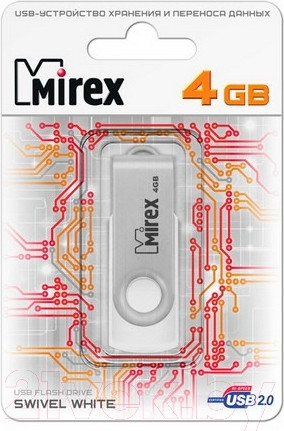 Изображение товара USB flash накопитель Mirex Swivel White 4GB / 13600-FMUSWT04