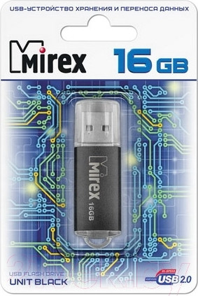 Изображение товара USB flash накопитель Mirex Unit Black 16GB (13600-FMUUND16)