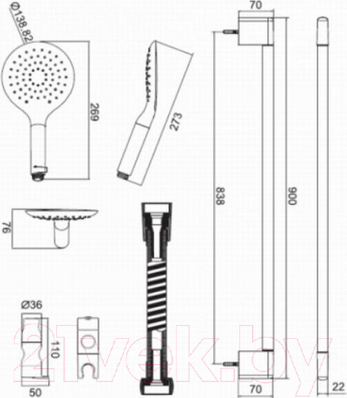 Изображение товара Душевой гарнитур Bravat Snow D157CP-2