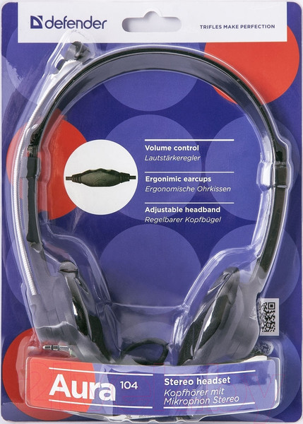 Изображение товара Наушники-гарнитура Defender Aura 104 / 63104 (черный )