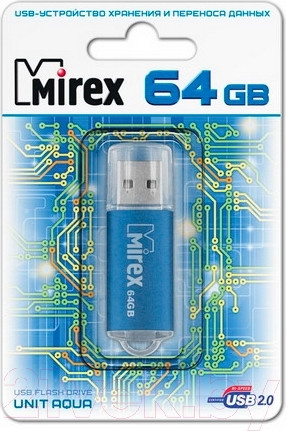 Изображение товара USB flash накопитель Mirex Unit Aqua 64GB (13600-FMUAQU64)