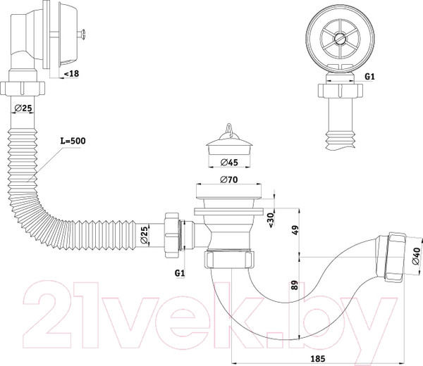 Изображение товара Сифон Ани Пласт Варяг C6150